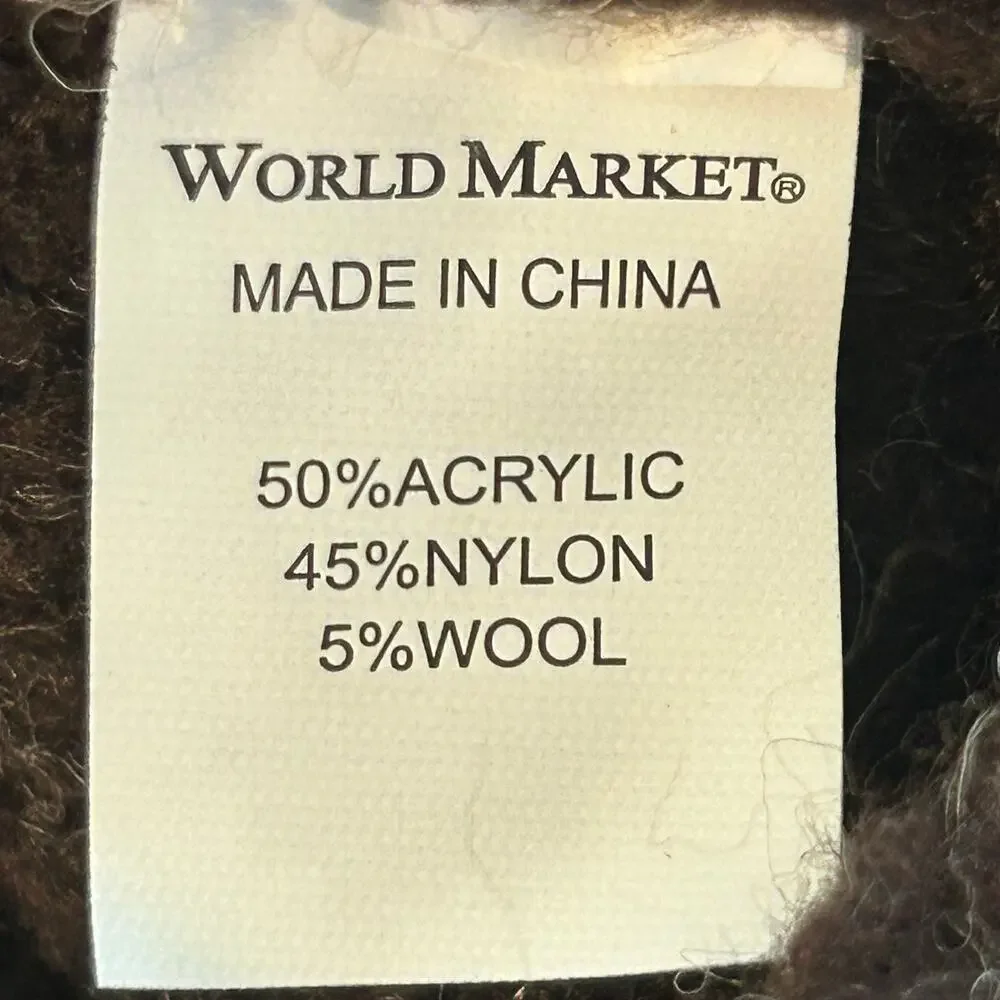 World Market NWT  brown wool blend chunky mock neck oversize sweater one size
